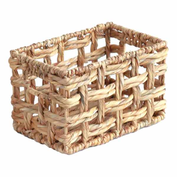 Honeybloom Rectangle Weave Water Hyacinth Storage Basket, Small