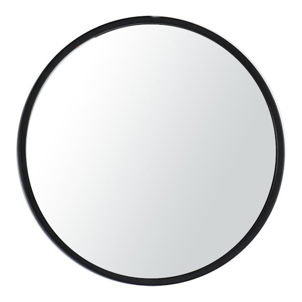 Black Round Metal Wall Mirror, 14"