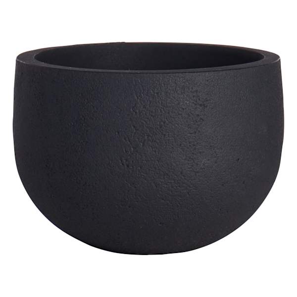 Japi All-Weather Black Round Rustic Outdoor Planter, Small