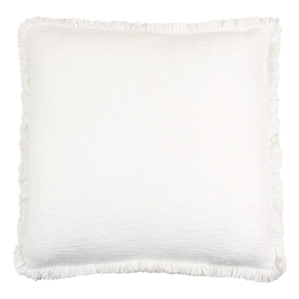 Found & Fable Solid White Woven Throw Pillow with Fringe, 24"