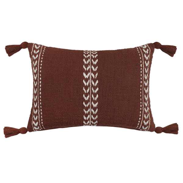 Tracey Boyd Brown Woven Throw Pillow with Tassels, 14x20