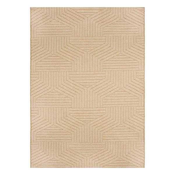(E457) Ruby Natural Flatweave Outdoor Area Rug, 5x7