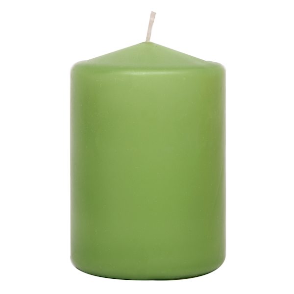 Green Unscented Overdip Pillar Candle, 3x4