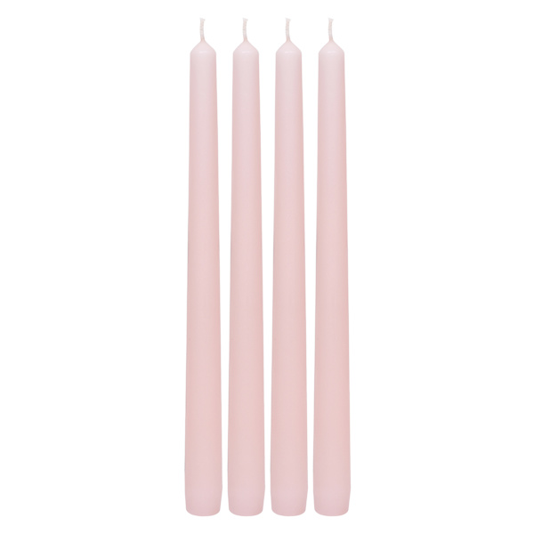 4-Pack Light Pink Unscented Overdip Taper Candles, 10"