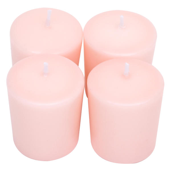 4-Pack Unscented Overdip Votive Candles, Light Pink