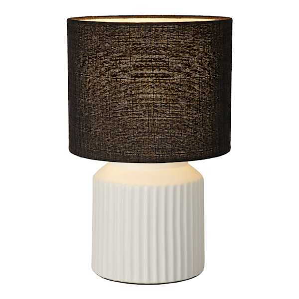 Crosby St. White Ceramic Small Table Lamp with Slub Shade, 16"