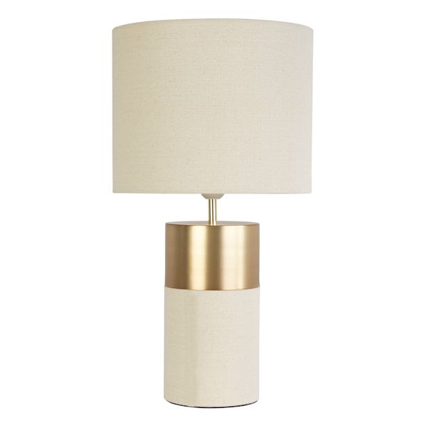 Crosby St. Cream & Gold Linen Small Table Lamp with Shade, 20"