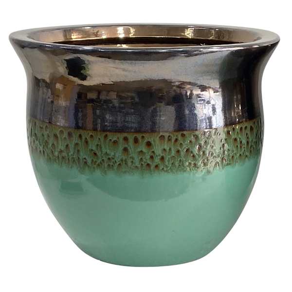 Found & Fable Gold & Green Ceramic Outdoor Planter, Medium