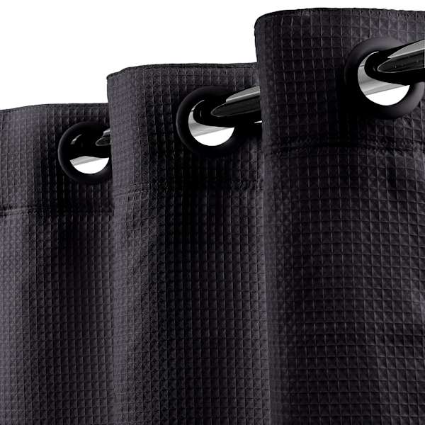 Black Hookless Waffle Solid Shower Curtain, 74"