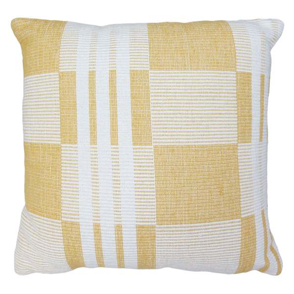 Honeybloom Yellow Woven Check Throw Pillow, 18"