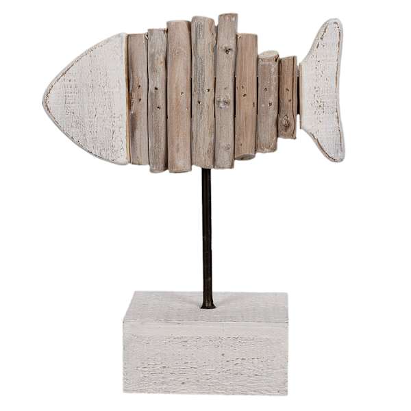 Ty Pennington Wooden Fish on Pedestal, 9.8"