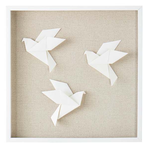 Found & Fable Glass Framed Cranes Print Wall Art, 18"