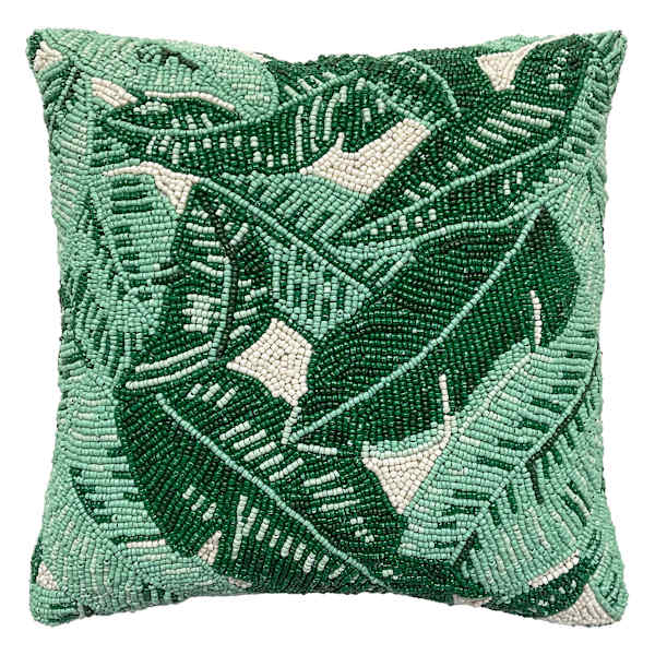 Found & Fable Leaf Beaded Throw Pillow, 12"