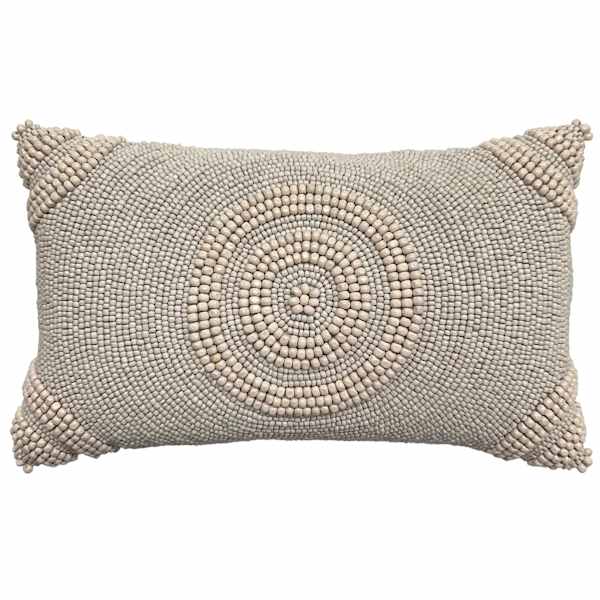 Found & Fable Natural Beaded Throw Pillow, 9x15