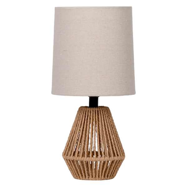 Found & Fable Natural Rope Braided Mini Table Lamp with Shade, 12"