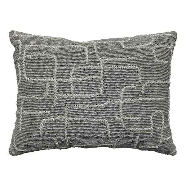 Laila Ali Grey Abstract Beaded Throw Pillow, 12x16