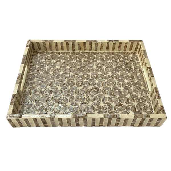 Brown Star Capiz Decorative Tray, 16x12