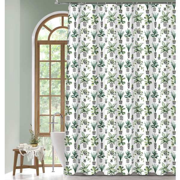 13-Piece Potted Plant Print Shower Curtain Set, 70x72