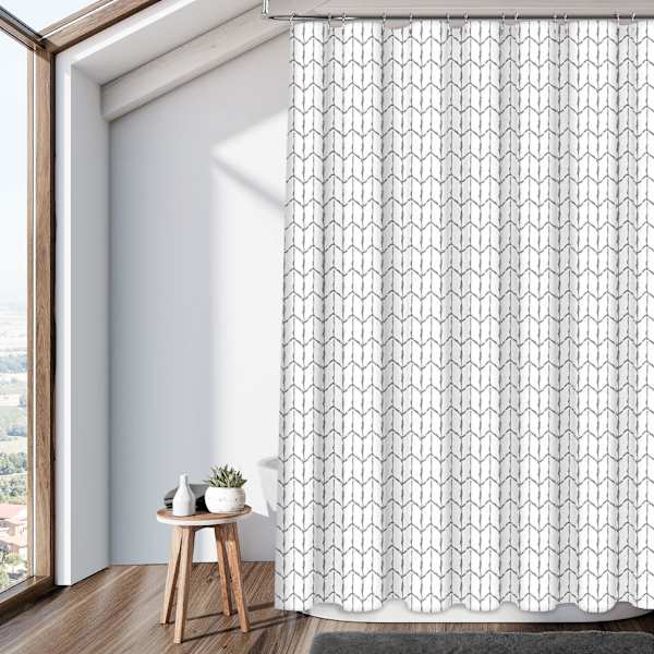 13-Piece Zach Grey Print Shower Curtain Set, 72"