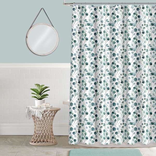 13-Piece Zen Green Leaves Shower Curtain Set, 72"