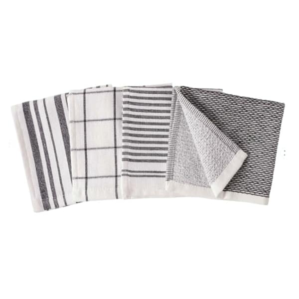 Set of 4 Pantry Black Dual-Sided Dish Cloths, 12"