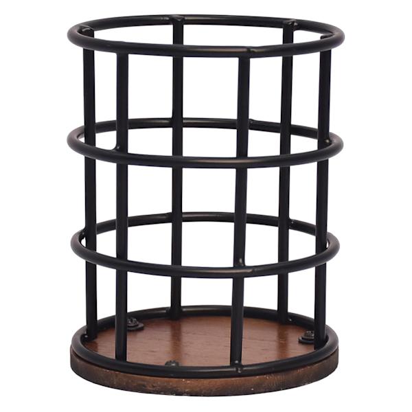 Crosby St. Matte Black Wire Wooden Pencil Cup