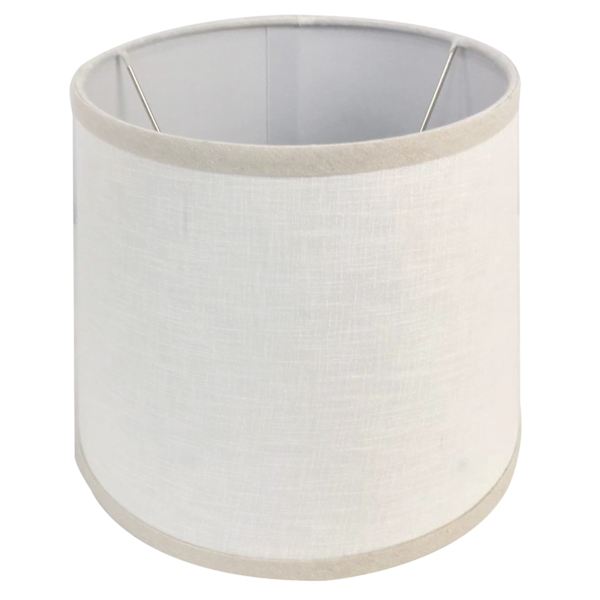 Off-White with Tan Trim Tapered Drum Small Table Lamp Shade, 9x11x9