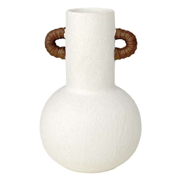 Found & Fable White Vase With Wrapped Handle, 6"