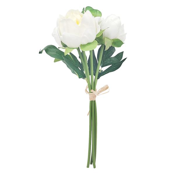 White Real Feel Peony Floral Bush, 12"