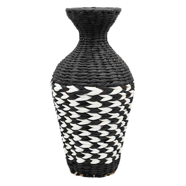 Found & Fable Black & White Woven Vase, 16"