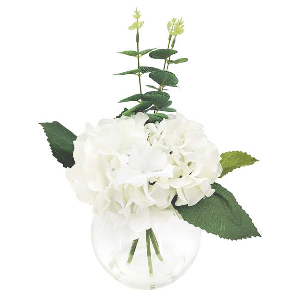 Providence Real Feel Hydrangea Arrangement in Glass Pot, 14"