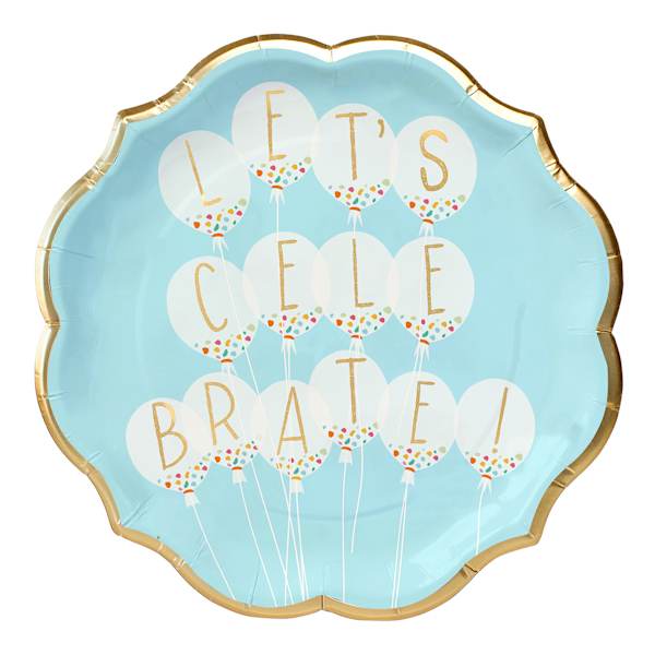 8-Pack Birthday Balloon Dinner Plates, 10.5"