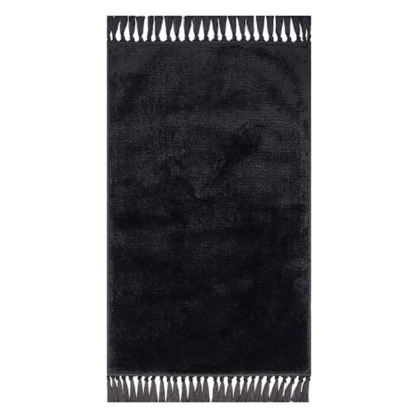 Black Knit with Fringe Washable Accent Rug, 2x4