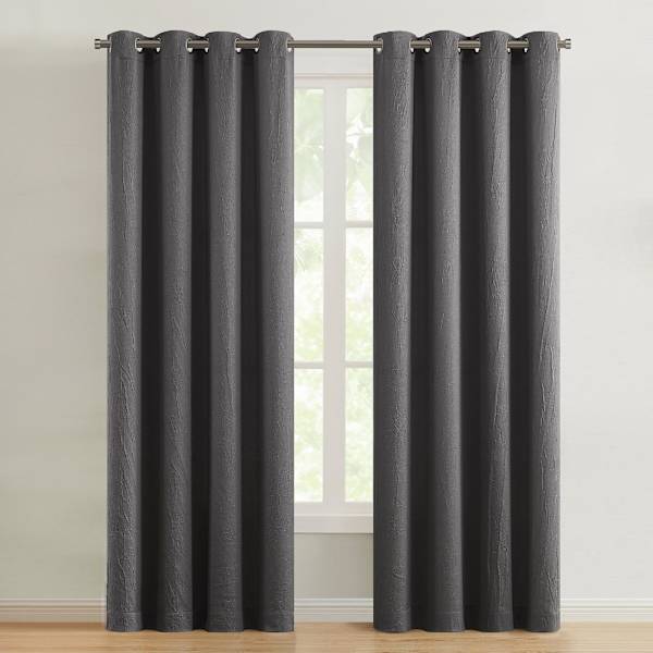 Found & Fable Huntington Steel Crushed Room Darkening Grommet Curtain Panel, 84"