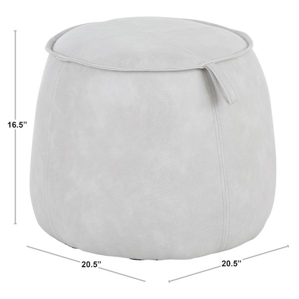 Crosby St. Rowan Cream Faux Leather Round Ottoman