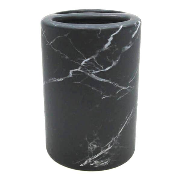 Crosby St. Hudson Black Marble Ceramic Toothbrush Holder, 4.8"