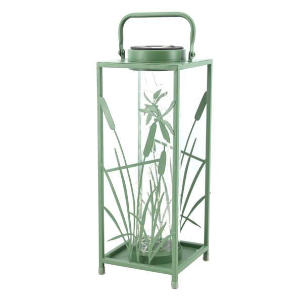 Honeybloom Metal Outdoor Lantern with Led String Lights, 15.5"