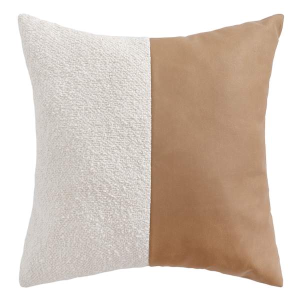 Crosby St. Brown Leather Patched Throw Pillow, 18"