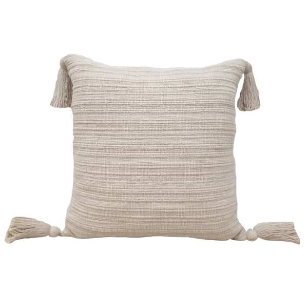 Honeybloom Beige Chunky Slub Weave Throw Pillow, 18"