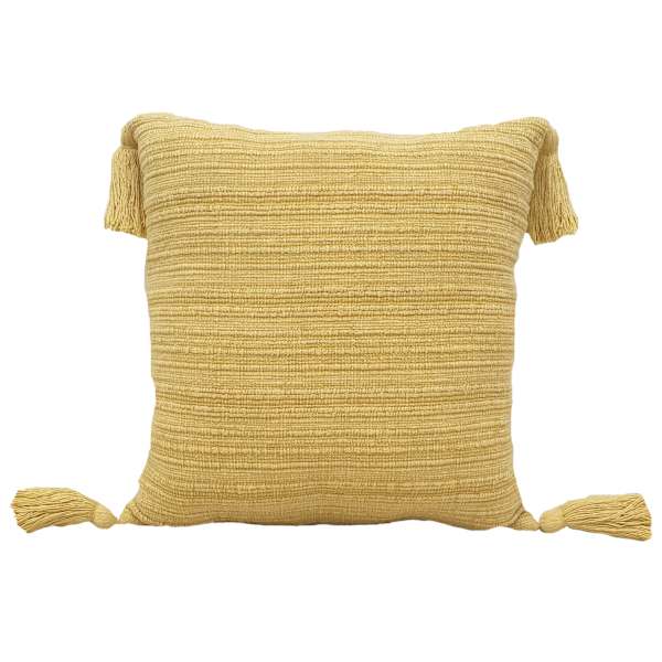 Honeybloom Yellow Chunky Slub Weave Throw Pillow, 18"