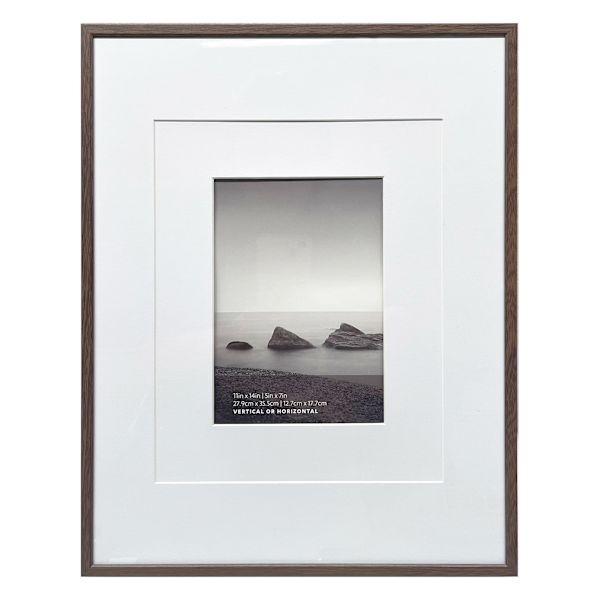 11x14 Walnut Thin Matted to 5x7 Wall Frame