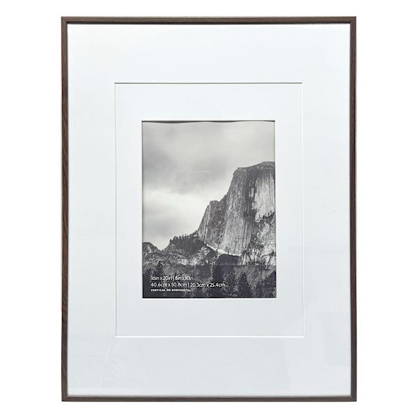 16x20 Walnut Thin Matted to 8x10 Wall Frame