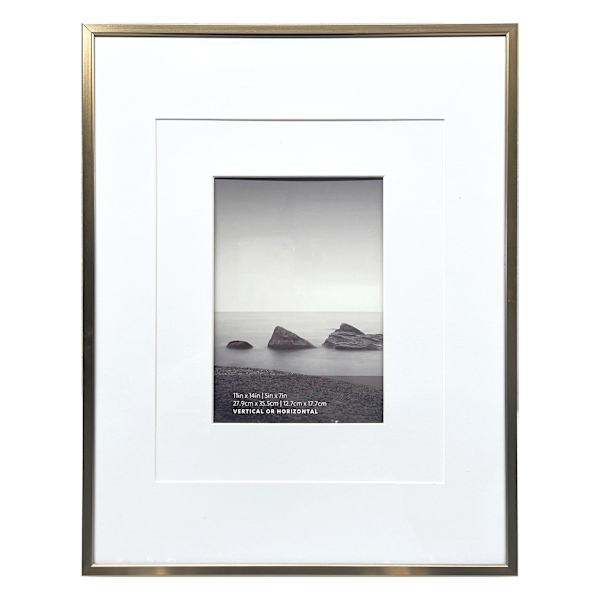 11x14 Champagne Thin Matted to 5x7 Wall Frame