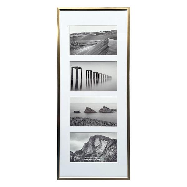 4-Opening Champagne Thin Collage Picture Frame, 8x20