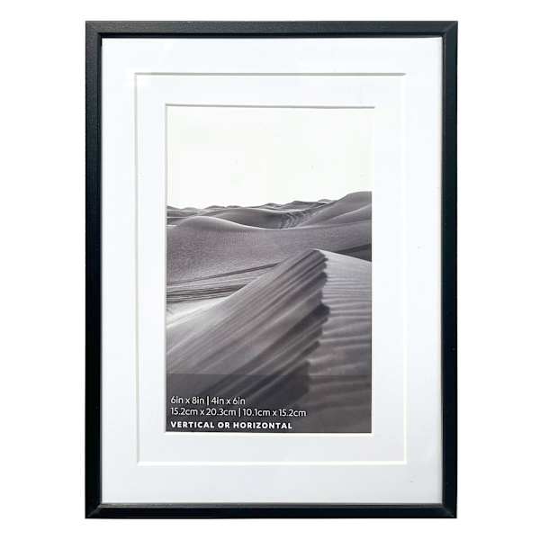 6x8 Black Thin Matted To 4x6 Wall Frame