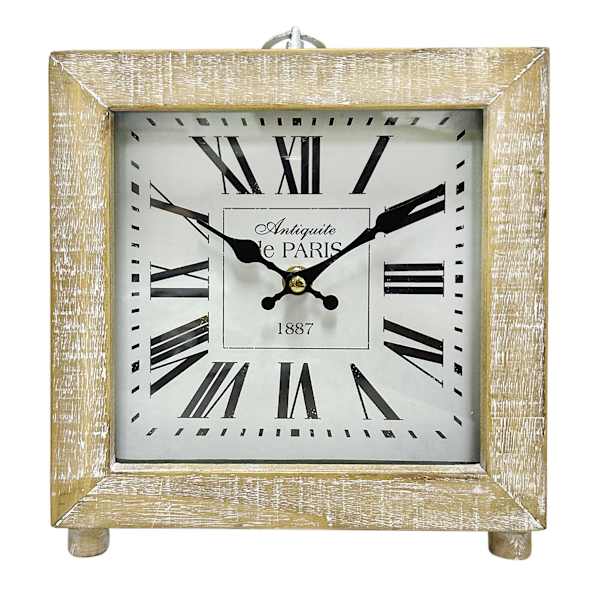 Natural Wooden Square Mantle Clock, 9"