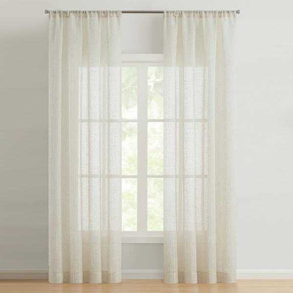 Found & Fable Clermont Natural Sheer Rod Pocket Curtain Panel, 96"