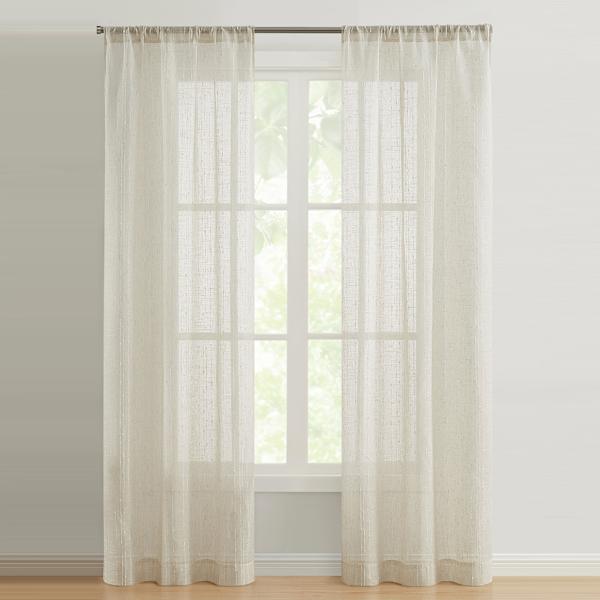 Found & Fable Clermont Natural Sheer Rod Pocket Curtain Panel, 84"