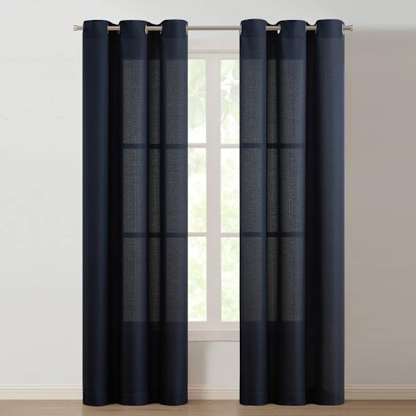 Mayfield Navy Grommet Light Filtering Curtain Panel, 84"
