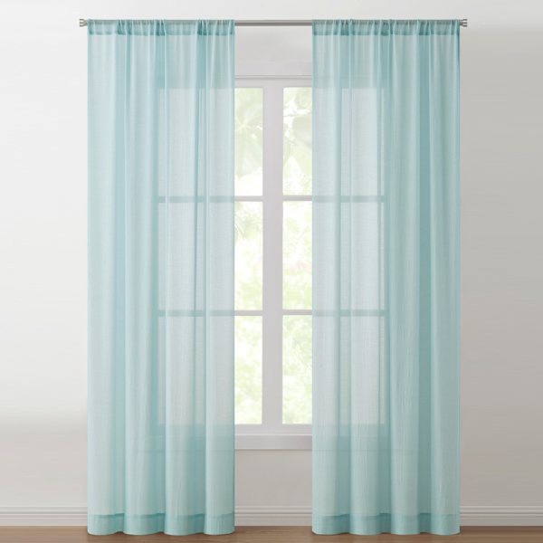 Lyra Aqua Sheer Rod Pocket Curtain Panel, 84"